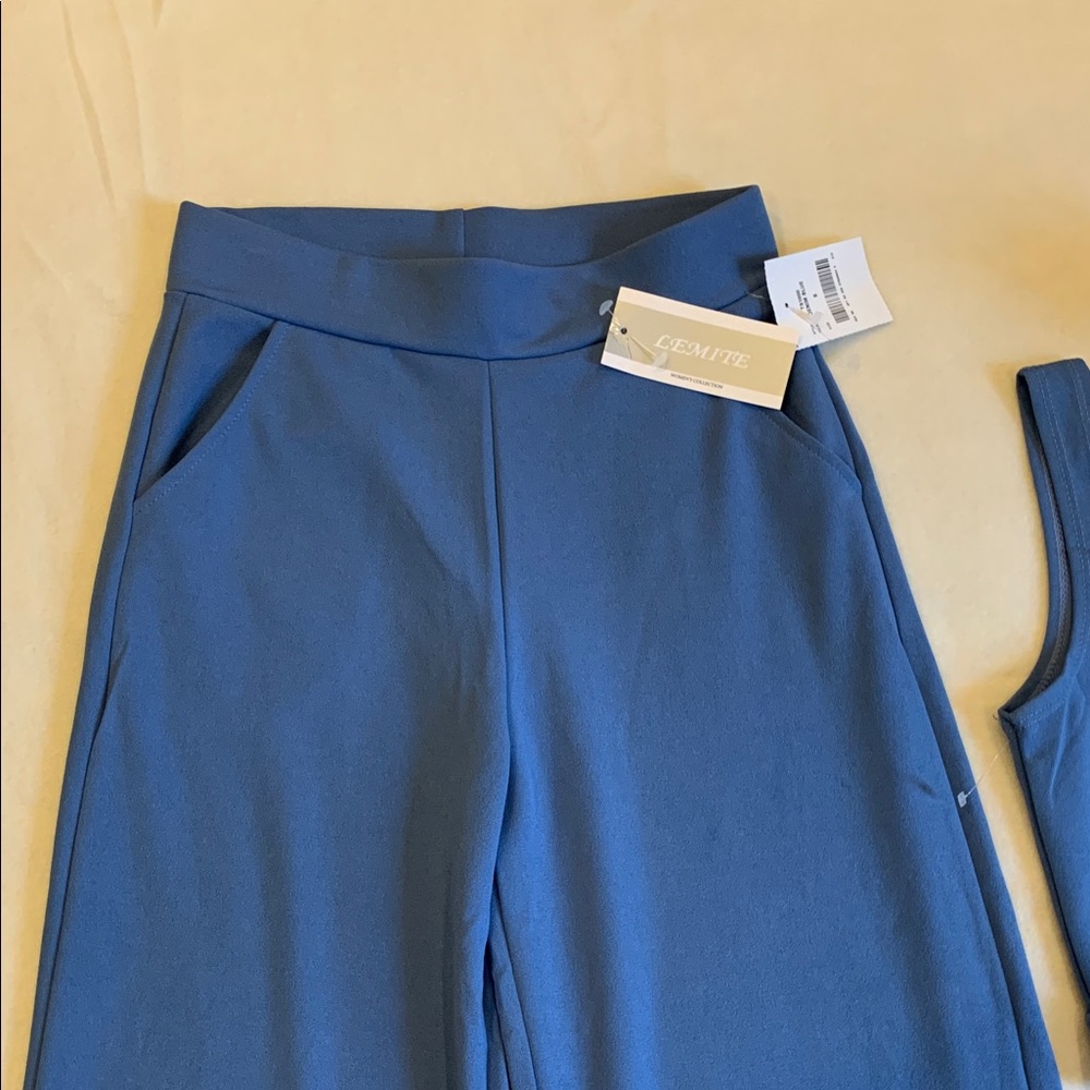 š¹LEMITE Blue Women's Wide-Leg Pants Set ⢠NWT - Picture 3 of 10